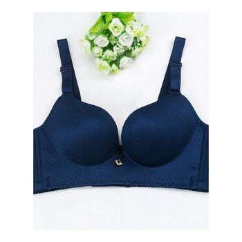 一片式无钢圈文胸 格子调整型内衣 色胸罩1 宝蓝色 75a