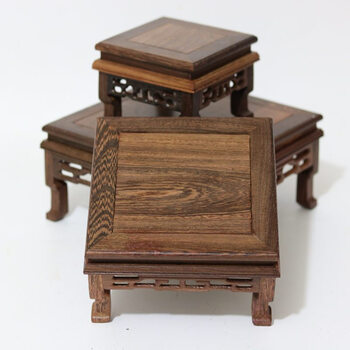 鸡翅木正方形工字脚木托花瓶盆景玉石佛像底座实木质几架置物架子
