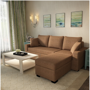 北欧布艺沙发时尚小户型可拆洗客厅组合l型休闲简约三人 棕色 三人位