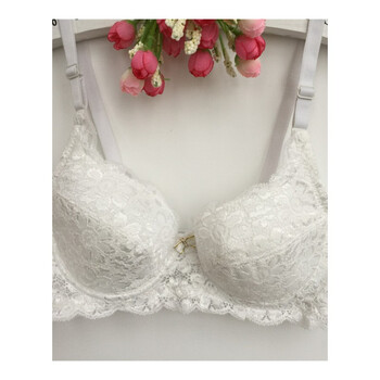 性感蕾丝款定型少内衣士文胸白色胸罩二排扣ab杯 白色 75a