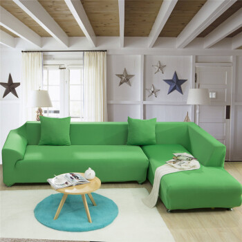 沙发垫纯色三人沙发巾 贵妃全包沙发套绿色 沙发长度145