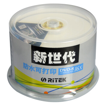 铼德(RITEK) 新世代防水可打印 DVD-R 16速4.7G 空白光盘/光碟/刻录盘  桶装50片