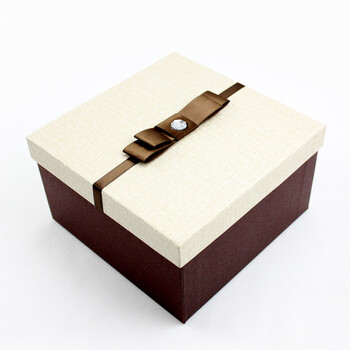 礼品盒礼物盒帽子包装盒套盒 定做 大号商务仿布白咖色正方形 浅色盖
