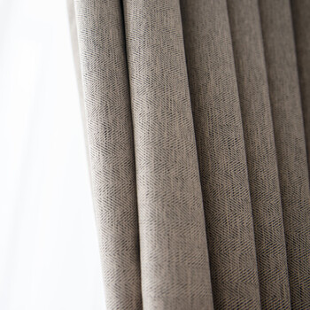 简约现代全遮光卧室纯色隔热北欧定制客厅落地窗防晒清新 布料-卡其色