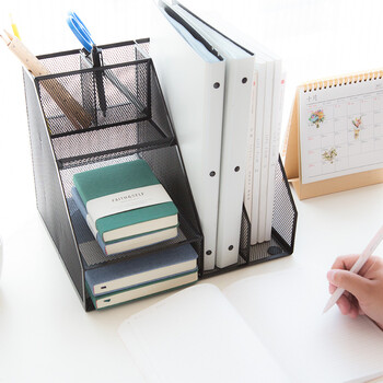 广博(GuangBo)金属网状多功能文件框/文件筐/带笔筒收纳架办公用品 黑 WZ9316 广博(GuangBo)金属网状多功能文件框/文件筐/带笔筒收纳架办公用品 黑 WZ9316