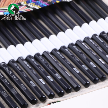 马利(Marie's)素描铅笔套装初学者学生绘画工具铅笔炭笔橡皮美工刀纸擦笔猫头鹰笔帘速写马克笔绘画