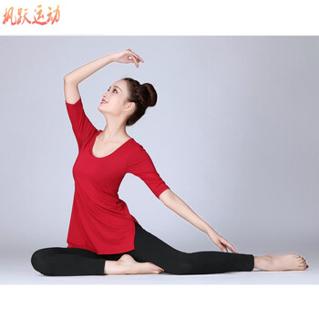 夏季健身服瑜伽服孕妇瑜伽服孕期妈妈大码套装短袖显瘦上衣宽松 开叉