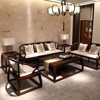 红木家具 非洲花梨(学名:刺猬紫檀)全实木沙发新中式家具客厅整装简约
