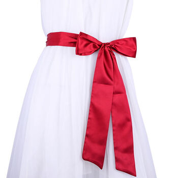 百搭女士飘带丝带腰带女配裙子蝴蝶结打结装饰连衣裙气质领带 酒红色