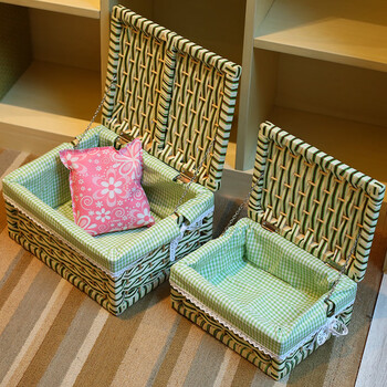 金柳收纳筐纸编桌面收纳盒内衣化妆品收纳篮整理储物箱子大号