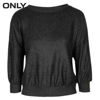 ONLY秋装新品圆领蝙蝠七分袖短款T恤上衣女T|114330084 010黑 170/88A/L