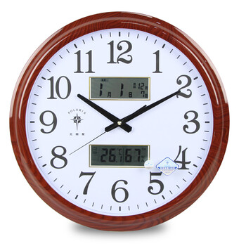 北极星(polaris)16英寸lcd万年历现代创意简约挂钟时尚创意客厅石英钟