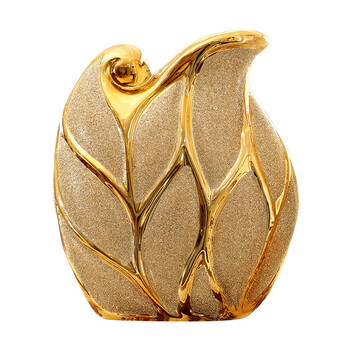 金色桌面客厅干花花瓶摆件插花 欧式陶瓷装饰品花器电视柜工艺品 电镀