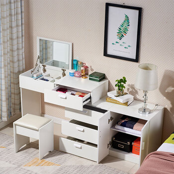 简约翻盖梳妆台卧室多功能组装经济迷你小户型可伸缩化妆台桌组合