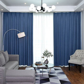 金杆子窗帘成品加厚涤阳麻全遮光窗帘布北欧现代简约网红款布艺客厅