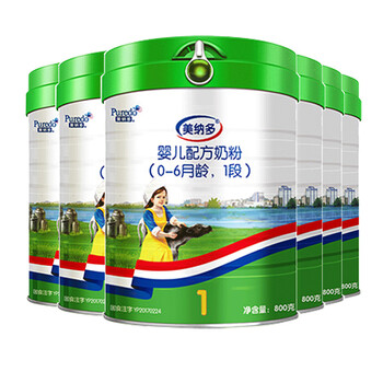 澳优(ausnutria) 美纳多 1段 婴幼儿配方奶粉0-6个月 800克 六罐装