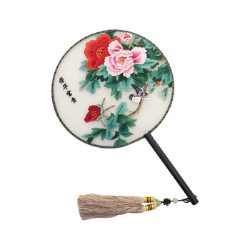 非遗传承【湘绣】双面绣团扇成品 出国礼品 湖南省湘绣研究所 不含扇