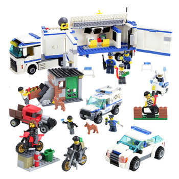 兼容乐高城市警察局系列特警指挥移动警局飞机拼装军事积木玩具男流动警察