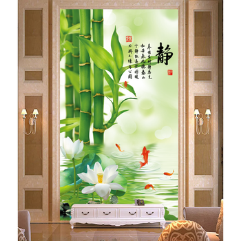 风景山水门贴画房门翻新自粘墙贴衣柜贴客厅卧室玄关卫生间 竹子静 小