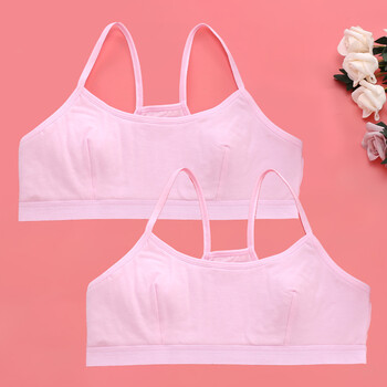 10小背心12-15岁初中小学生13女孩14发育期少女文胸内衣 粉色 粉色 大