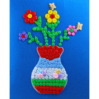 儿童diy纽扣画手工材料包手工作品儿童子制作幼儿园粘贴作业 花瓶(26*