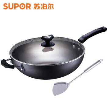 
                                        苏泊尔（SUPOR） 炒锅 supor真不锈2代健康铁锅玻璃盖无涂层炒菜锅FC32T4                