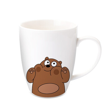 咱们裸熊卡通可爱熊猫棕熊马克杯水杯咖啡杯陶瓷杯大容量带盖杯子v b