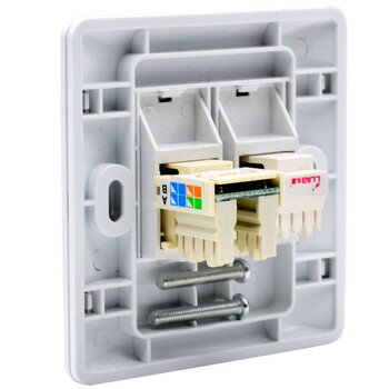 礼嘉（LIJIA）LJ-MB088 电话RJ11语音模块+RJ45超五类网络镀金模块+86型双口面板 模块面板工程布线组合套装