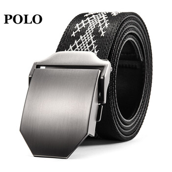 polo 欧美时尚系列腰带潮流简约男士裤带自动扣织物腰带011221 枪色