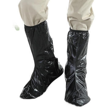 高筒鞋套男女雨天长筒脚套户外骑行摩托便携 黑色 m