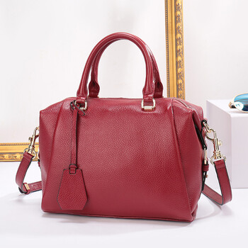 特价清仓欧美真皮包包2018新款手提包女士单肩枕头包牛皮斜挎女包 酒
