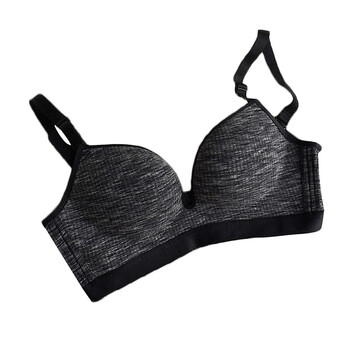 夏季无钢圈一片式内衣女韩版无痕聚拢透气文胸薄款调整型胸罩 灰色 32