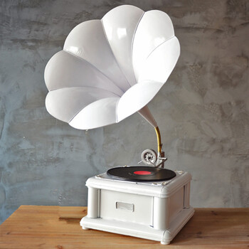 摩屋家饰 复古留声机模型摆件店铺家居装饰道具 白色 特大号