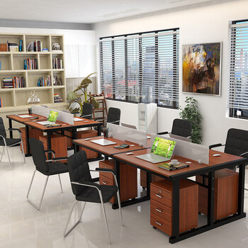 职员办公桌简约现代四人工作位办公室家具电桌屏风隔断办工桌椅 4人位