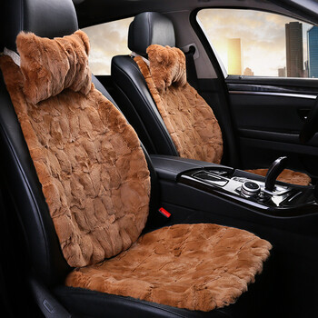 佐欧达尼獭兔秋冬季汽车坐垫皮毛一体带靠背小蛮腰五件套座椅保护垫
