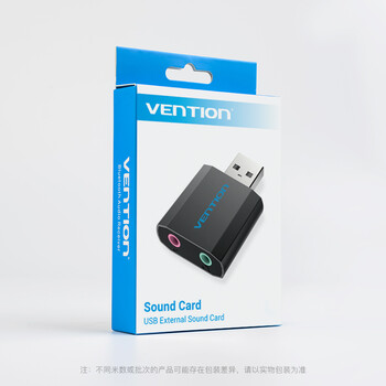 威迅（VENTION）USB外置独立声卡免驱 电脑笔记本台式连3.5mm音频接口耳机麦克风音响转换器头 黑VAB-S17-B
