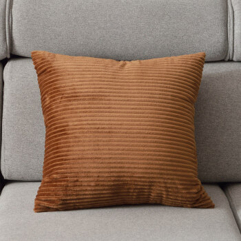 纯色灯芯绒靠垫抱枕简约现代沙发靠枕长方形靠背垫办公室腰枕 咖啡色