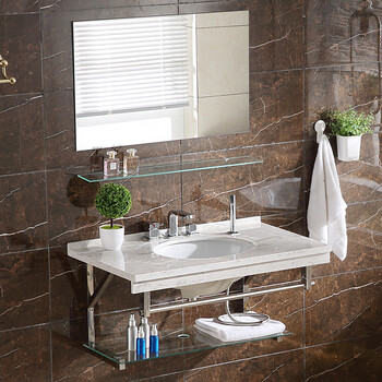 大理石台面小户型洗漱台浴室柜组合卫生间洗脸盆池挂墙式洗手池 80*52