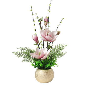 玉兰花仿真花摆件套装插花假花室内客厅餐桌塑料花艺家居饰品摆设