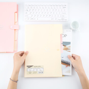 广博(GuangBo)5入多层文件夹/资料夹/票据收纳袋 爱の微笑/黄色单个装A9038