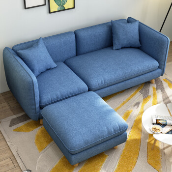 北欧布艺沙发简约现代组合客厅小户型可拆洗ins网红沙发三人位 浅蓝色