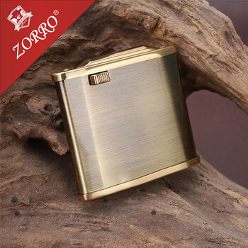 佐罗(zorro) 刻字煤油打火机铜自动翻盖点火 个性开盖起火打火机 青铜