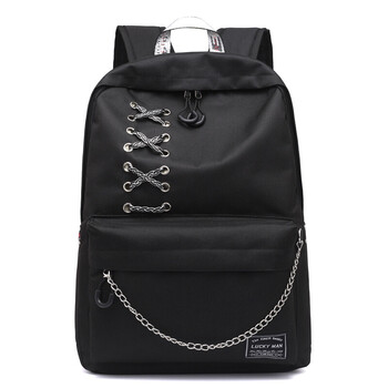 小清新书包女韩版 高中学生简约背包校园双肩包女2018新款 黑色