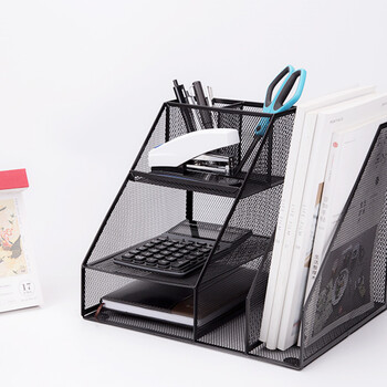 广博(GuangBo)金属网状多功能文件框/文件筐/带笔筒收纳架办公用品 黑 WZ9316 广博(GuangBo)金属网状多功能文件框/文件筐/带笔筒收纳架办公用品 黑 WZ9316