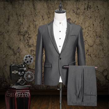 西服套装男修身 韩版正装西装套装男士职业装商务西服 伴郎新郎结婚
