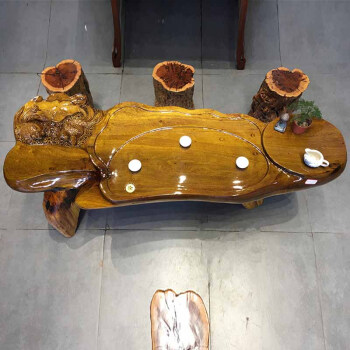 緬甸金絲楠木接腳年年有魚茶桌擺件156-55-55cm 56kg(不包含椅,凳)