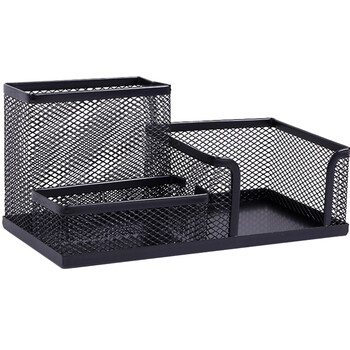 天章办公(TANGO)笔筒金属镂空网纹多功能创意时尚喷塑防锈办公笔筒