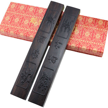 芬尚wf-zc-142文房四宝黑檀镇尺 梅兰竹菊浮雕镇尺 黑梓木镇纸精品礼盒一对装38*55*2.5cm 芬尚wf-zc-142文房四宝黑檀镇尺 梅兰竹菊浮雕镇尺 黑梓木镇纸精品礼盒一对装38*55*2.5cm
