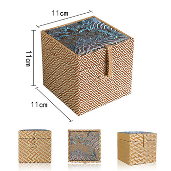 茶杯包装盒茶具建盏礼品盒品茗杯紫砂盒子玉器古玩小锦盒 回纹21*11.