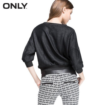 ONLY秋装新品圆领蝙蝠七分袖短款T恤上衣女T|114330084 010黑 170/88A/L